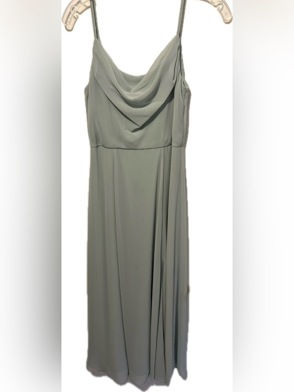 Elegant Sage Green Draped Evening Dress